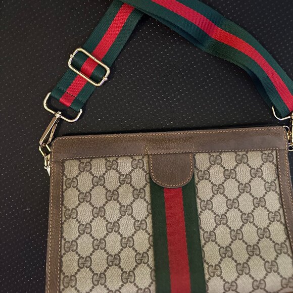 Gucci Vintage Sherry Line Red/gGreen Web Converted Clutch bag . - Picture 4 of 13